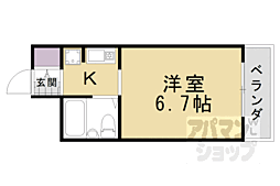 フロイデ東向日 4階1Kの間取り