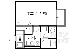 セジュール大山崎 2階1Kの間取り