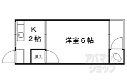 山口ハイツ 2階1Kの間取り