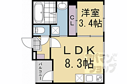 JR山陰本線 花園駅 徒歩9分の賃貸アパート 1階1LDKの間取り