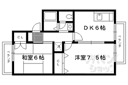 セジュール小原 2階2DKの間取り