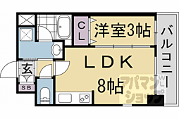 JR東海道・山陽本線 西大路駅 徒歩5分の賃貸マンション 4階1LDKの間取り