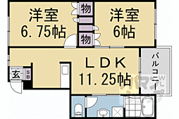 JR山陰本線 馬堀駅 徒歩22分の賃貸アパート 2階2LDKの間取り