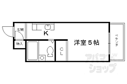阪急京都本線 西院駅 徒歩7分の賃貸マンション 2階1Kの間取り