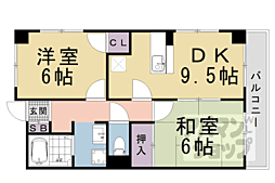 ル・セーヌ嵐山 3階2DKの間取り