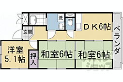 シャトー離宮 4階3DKの間取り