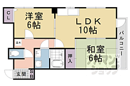 JR山陰本線 亀岡駅 徒歩4分の賃貸マンション 2階2LDKの間取り