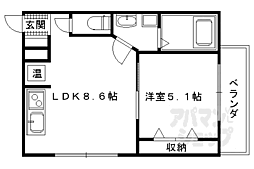 阪急京都本線 西京極駅 徒歩7分の賃貸マンション 3階1LDKの間取り