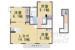シャーメゾン山崎 2階3LDKの間取り