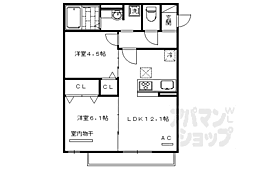 阪急京都本線 西院駅 徒歩14分の賃貸アパート 3階2LDKの間取り