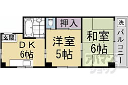 ロイヤルメゾン長岡京 3階2DKの間取り