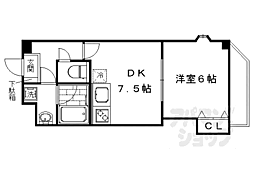 阪急京都本線 西院駅 徒歩13分の賃貸マンション 6階1DKの間取り