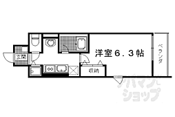 阪急京都本線 西院駅 徒歩7分の賃貸マンション 2階1Kの間取り