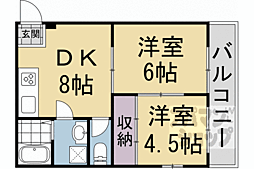 リアライズ京都沓掛 2DKの間取図画像