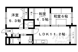 クラヴァス長岡京 3LDKの間取図画像