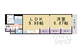 キャトルセゾン嵐山 1LDKの間取図画像