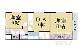 第二ニューシャトー長岡 2DKの間取図画像