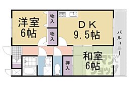 アヴェルデ十ケ坪 2DKの間取図画像