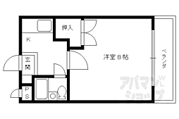 恵解山ハイツ 1Kの間取図画像