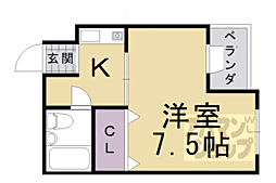 リュミエールなかにし ワンルームの間取図画像