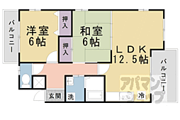 アーバニティー桂 2LDKの間取図画像