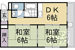 北ノ口安田マンション 2DKの間取図画像