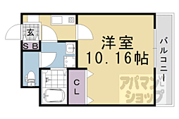エリーフラッツ上桂 1Kの間取図画像