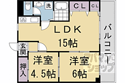 コモド長岡京 2LDKの間取図画像