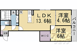 GRAMM桂稲荷山 2LDKの間取図画像