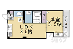 咲花ヴィラA棟 1DKの間取図画像