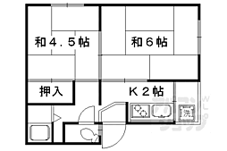 京都地下鉄東西線 太秦天神川駅 徒歩9分の賃貸マンション 2階2Kの間取り