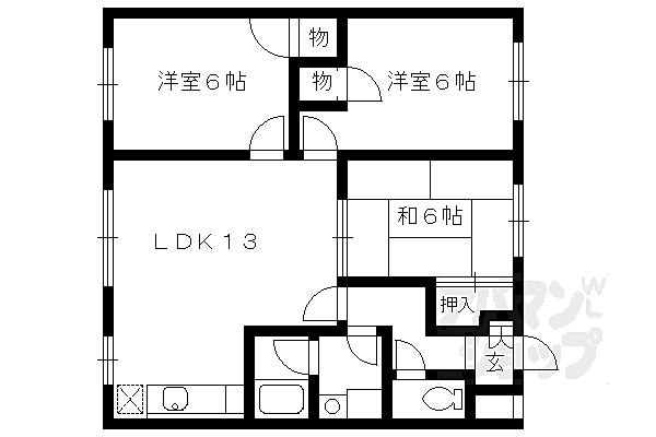 パラッツォ桂 501｜京都府京都市西京区桂浅原町(賃貸マンション3LDK・5階・65.61㎡)の写真 その2