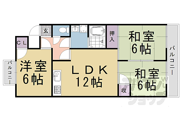 シベール桂泉 301｜京都府京都市西京区牛ケ瀬奥ノ防町(賃貸マンション3LDK・3階・64.35㎡)の写真 その2