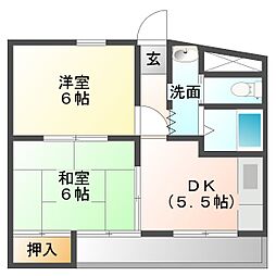 ハイツ南 2DKの間取図画像