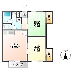 サンシティーB棟 2LDKの間取図画像