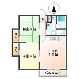 サンシティーB棟 2LDKの間取図画像