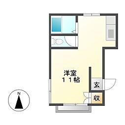 パレ上浜 ワンルームの間取図画像