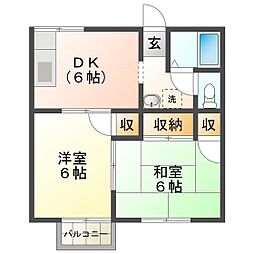 デンエンハイツ 2DKの間取図画像
