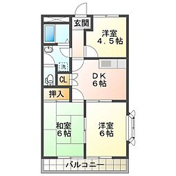 クィーンズ・コートB棟 3DKの間取図画像