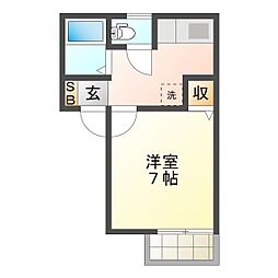 フローラ 1Kの間取図画像