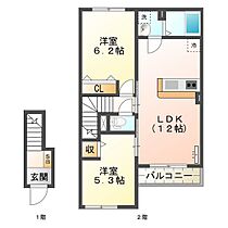 梅桃 202 ｜ 三重県津市芸濃町椋本（賃貸アパート2LDK・2階・55.46㎡） その2