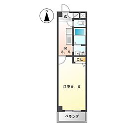 セントラルコート 1Kの間取図画像