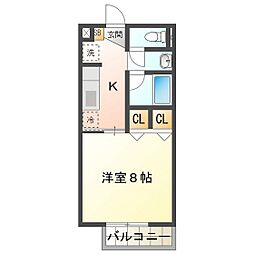 ラ・ベルエキップ 1Kの間取図画像