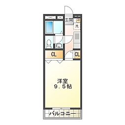 津アーバンライフ 1Kの間取図画像