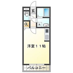 クララハウス ワンルームの間取図画像