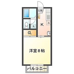 メゾンドキラク 1Kの間取図画像