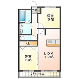 グリーンハイツ2 2LDKの間取図画像