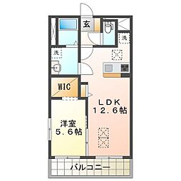ルネス上浜 3階1LDKの間取り
