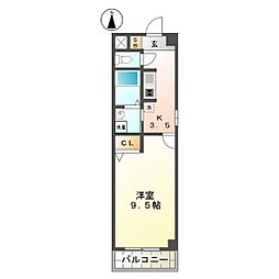 セントラルコート 1Kの間取図画像