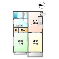 アーバンミストラル 2DKの間取図画像